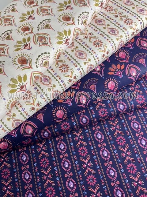 Algodón estampado Rayas y Abanicos