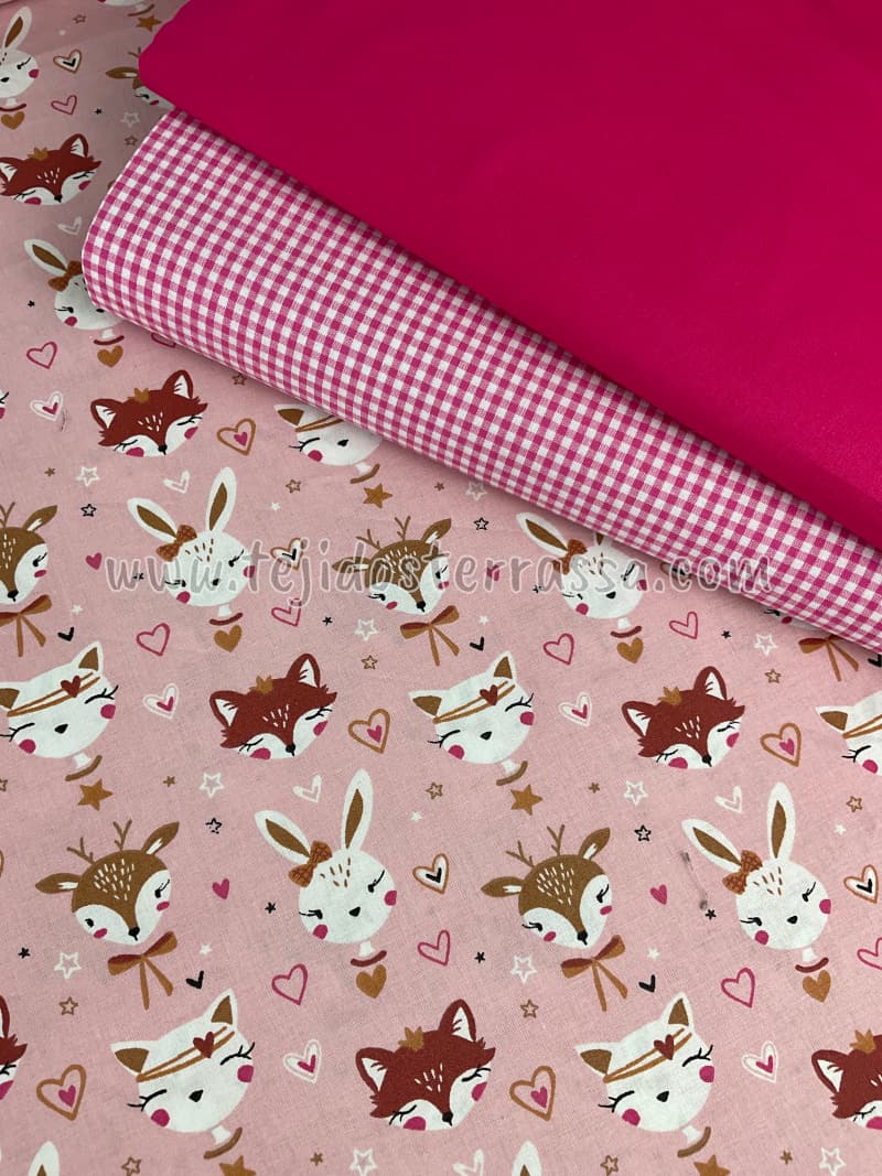 Algodón estampado Conejitas y Crevatillas