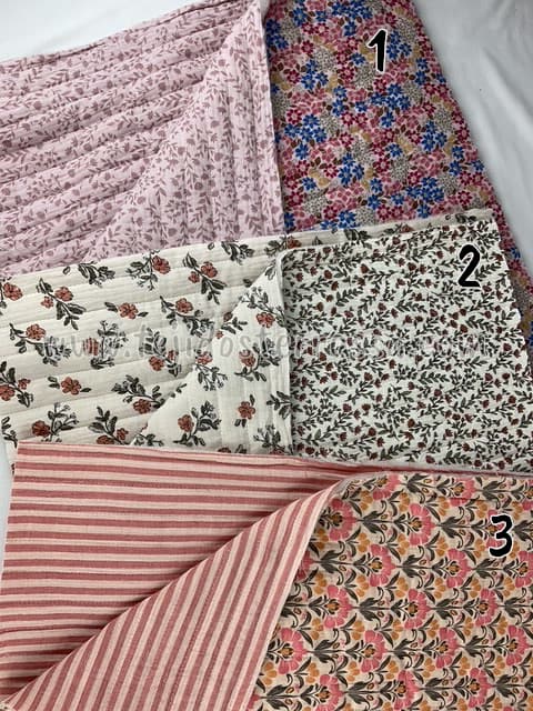 Muselina acolchado reversible Florecitas