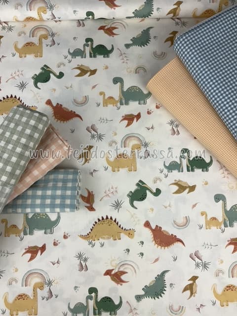 Algodón estampado Dinosaurios