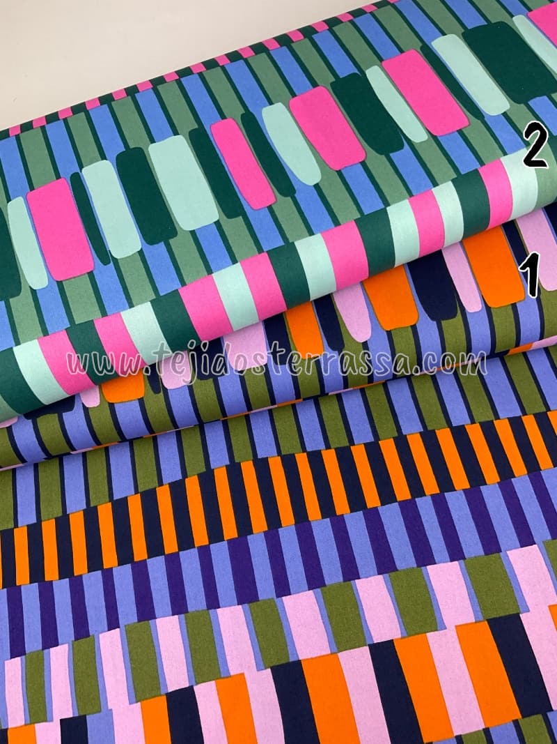 Algodón/viscosa estampada Rayas colores