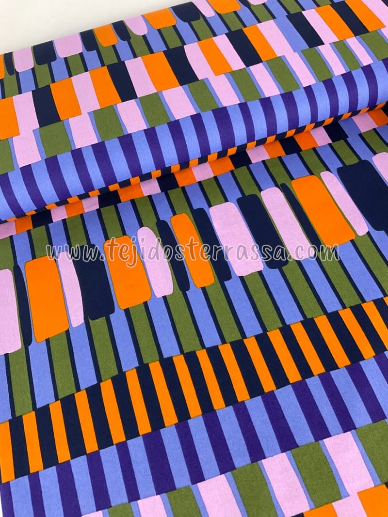 Algodón/viscosa estampada Rayas colores