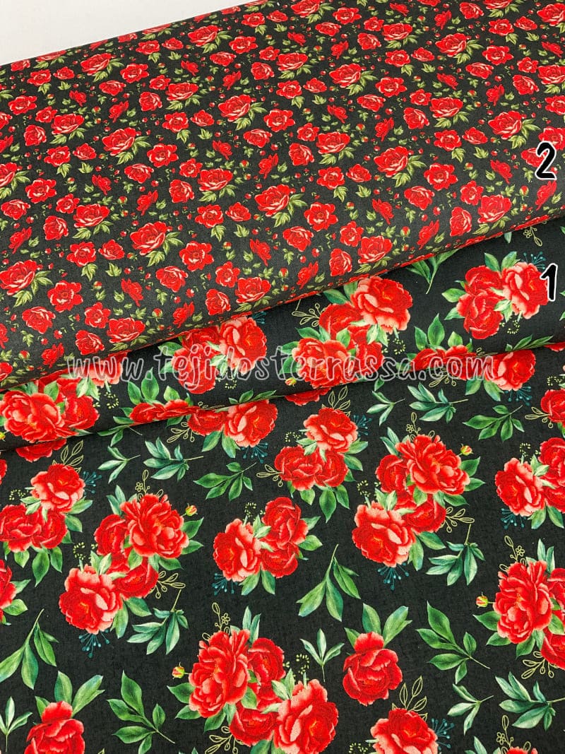 Algodón estampado Claveles